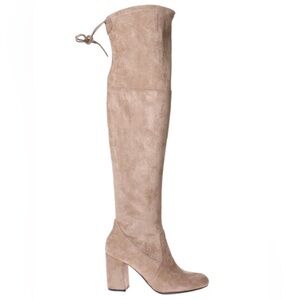 Pierre Dumas Womens Alessia-2 Taupe Faux Suede Tall Over The Knee Boot